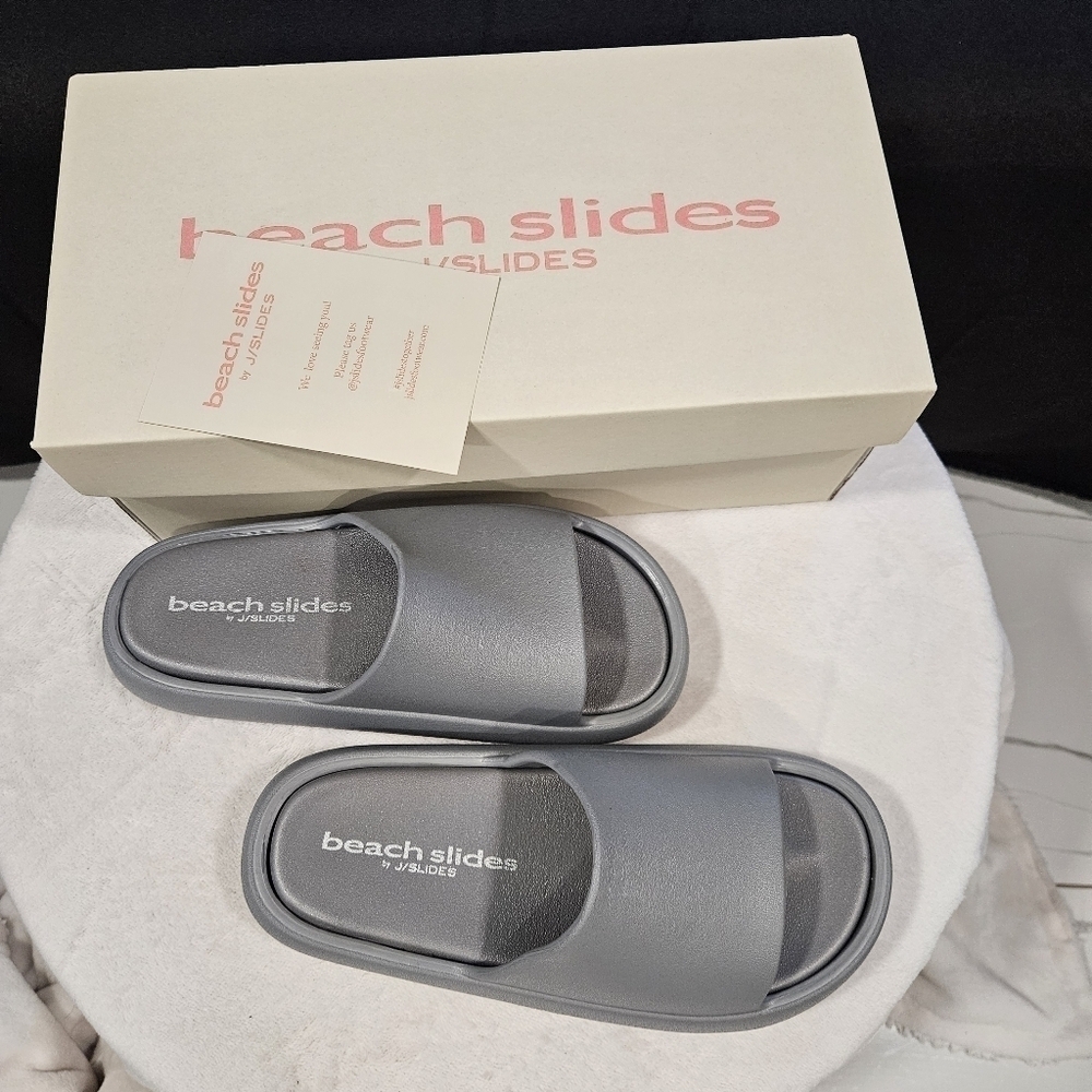 J SLIDES Gray Eva Squish Beach Slides Women's NIB Size 7 - Picture 4 of 7